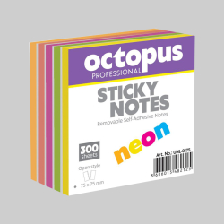 Bloky samolepiace OCTOPUS 75x75 neon 300l mix