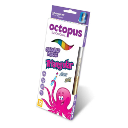 Pastelky trojhrann+strhadlo OCTOPUS/12+1